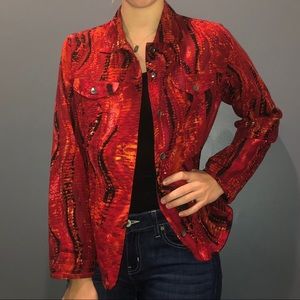Size 1 Chico’s Fiery Red Blazer Snakeskin
